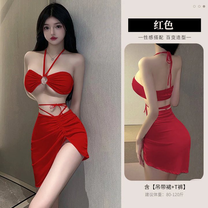 Halter High-Slit Bodycon Mini Dress