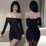 Rhinestone Open-Back Bodycon Mini Dress