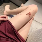 Butterfly Tattoo-Print Open-Crotch Pantyhose
