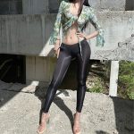 Glossy Open-Back Sheer Leggings