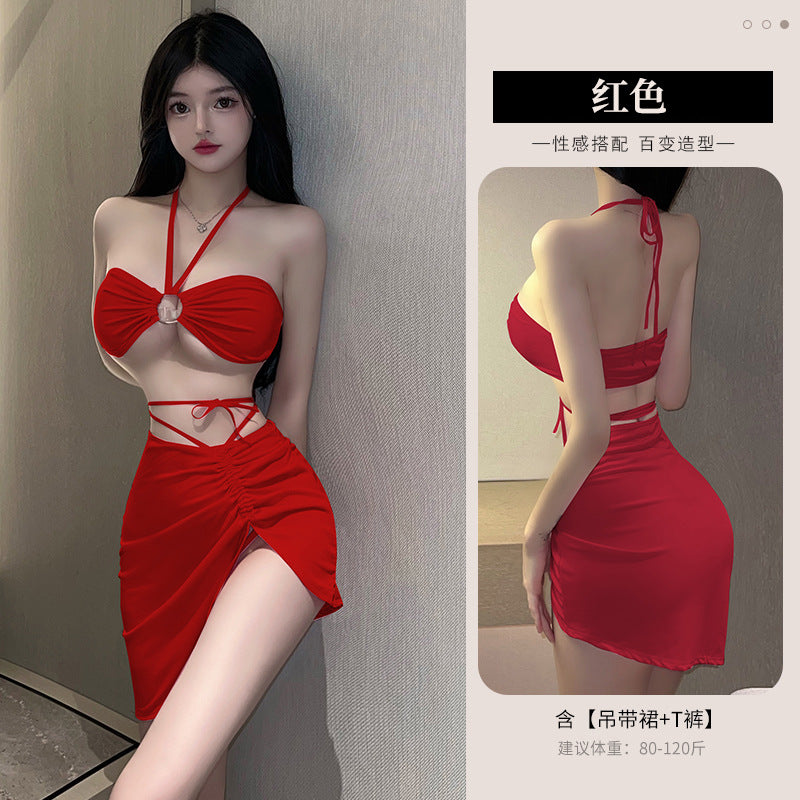 Halter Side-Slit Bodycon Mini Dress