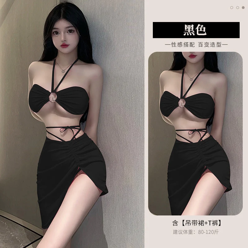 Halter High-Slit Bodycon Mini Dress detail image 2