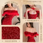Red Sequin Off-Shoulder Mini Dress