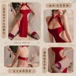 Red Velvet Cutout Qipao Dress