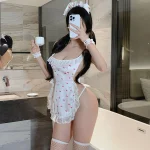Cherry Print Open-Back Maid Costume