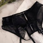Wholesale black lace side-tie bikini panty