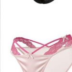 Wholesale satin-look cross-strap lace panties in three colors