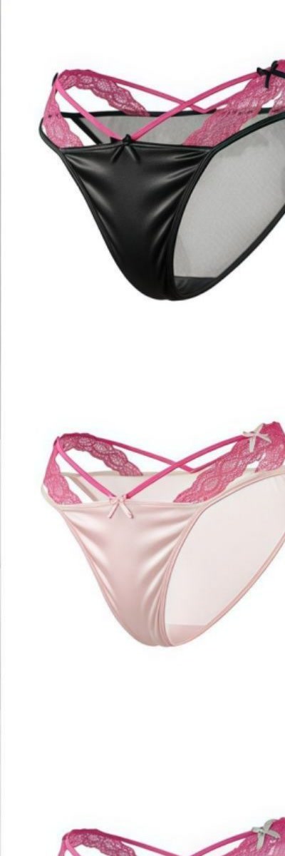 Wholesale satin-look cross-strap lace panties in three colors
