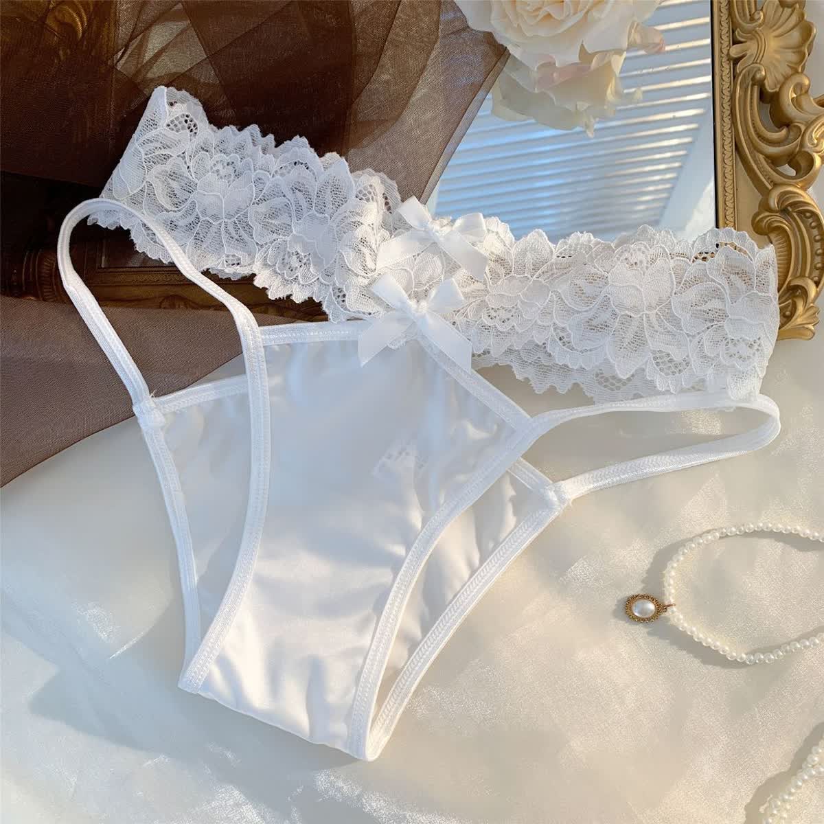 Sheer Lace Ribbon-Tie Bikini Panty detail image 2