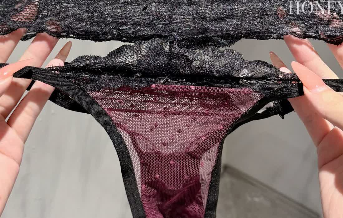 Burgundy Sheer Lace Strap Panty