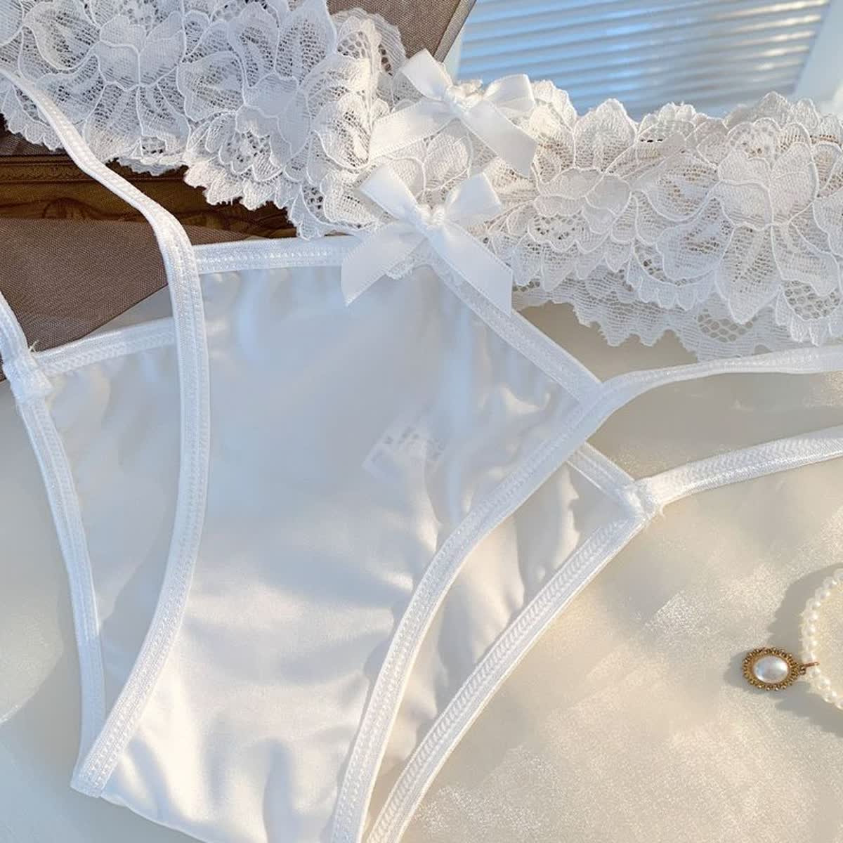 Sheer Lace Ribbon-Tie Bikini Panty detail image 4