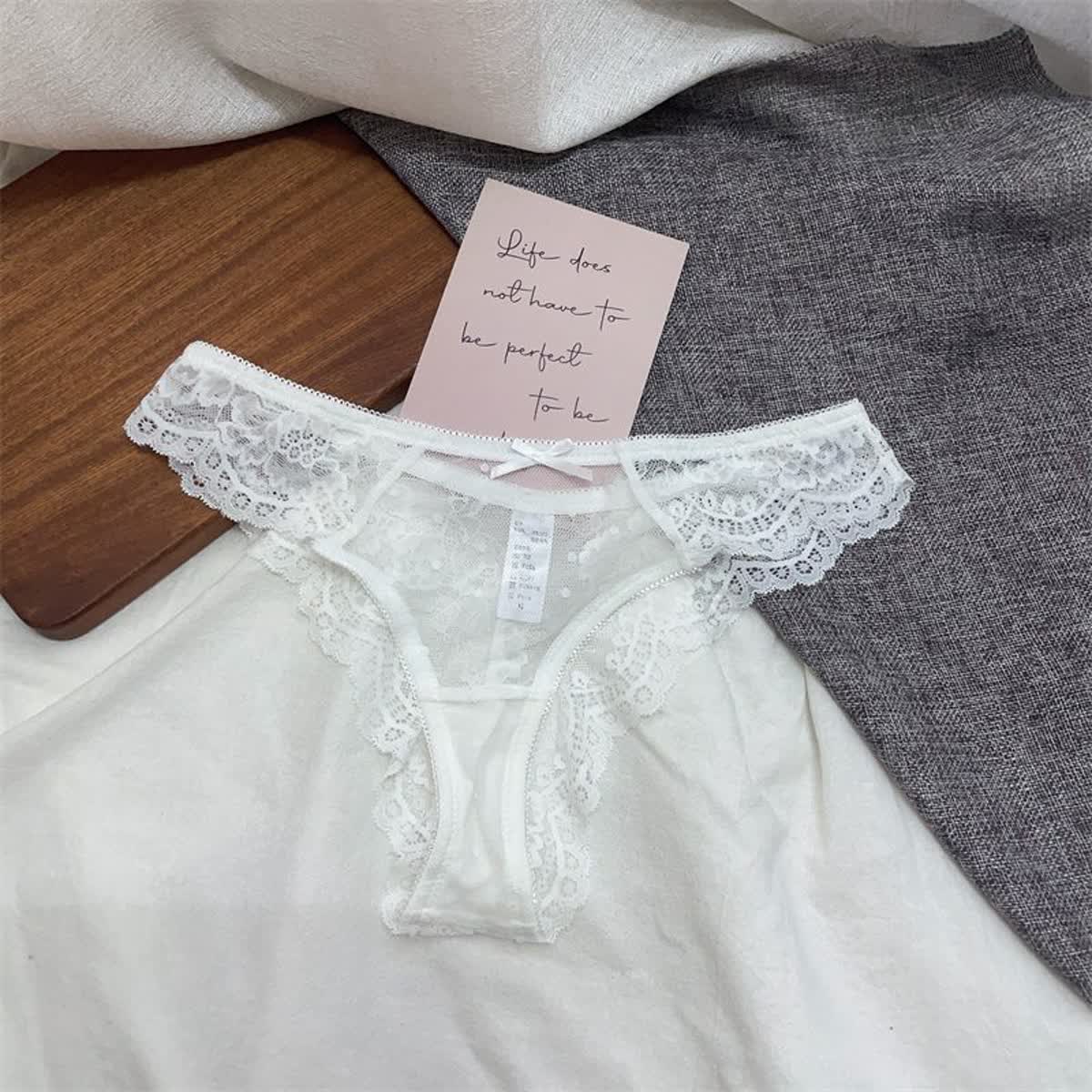 White Sheer Floral Lace Panty detail image 2