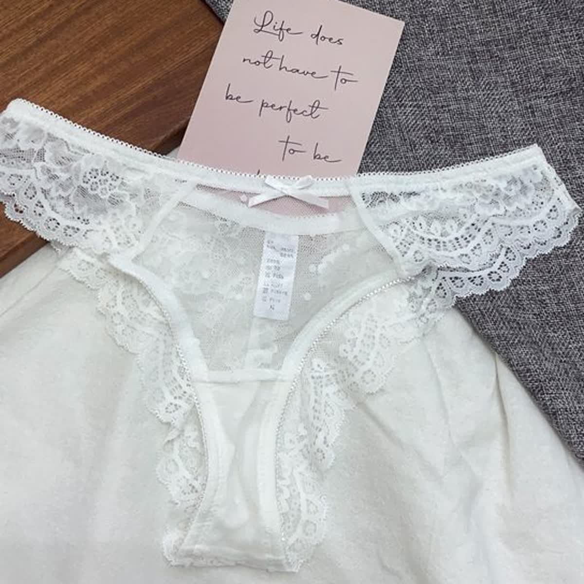 White Sheer Floral Lace Panty detail image 4