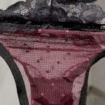 Burgundy Sheer Lace Strap Panty