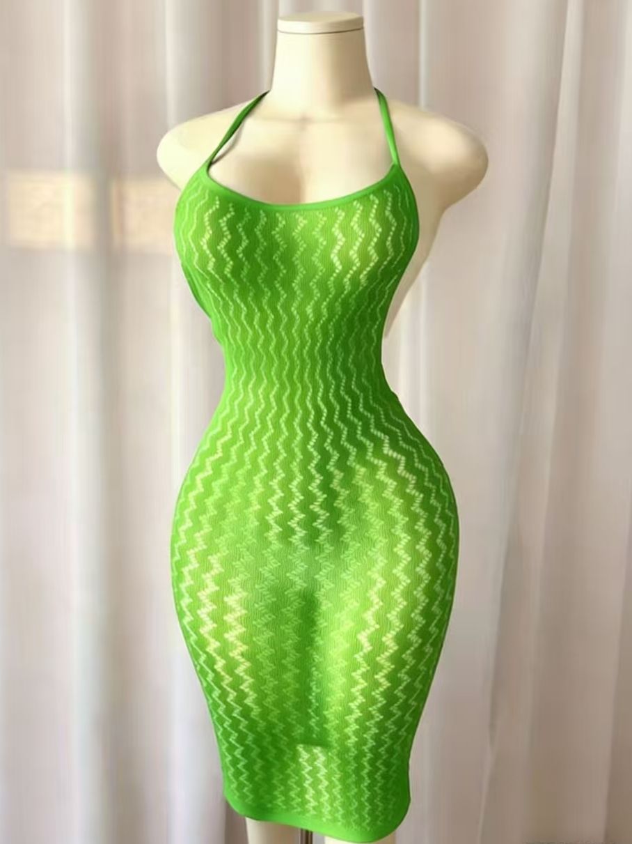 Wholesale halter cutout lace midi dress