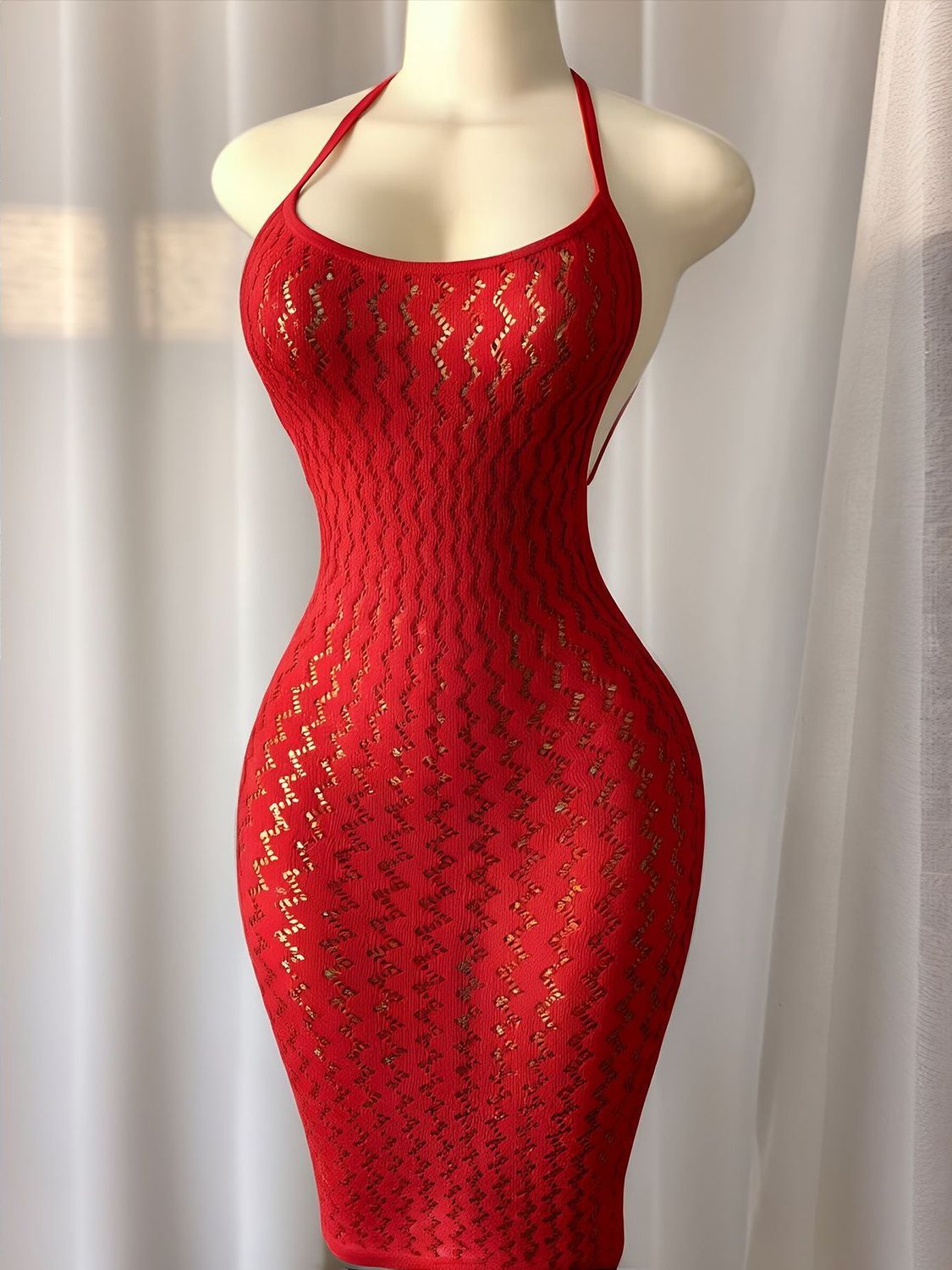 Wholesale Halter Cutout Lace Midi Dress detail image 4