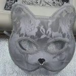 Detail view of Lace Catwoman Masquerade Mask