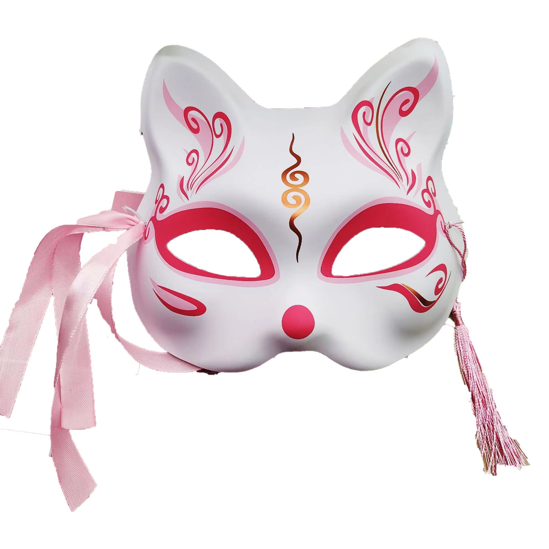 Wholesale Painted Fox Half Mask with Ribbon Ties