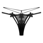 Detail view of Black Cutout Low-Rise Thong Panty