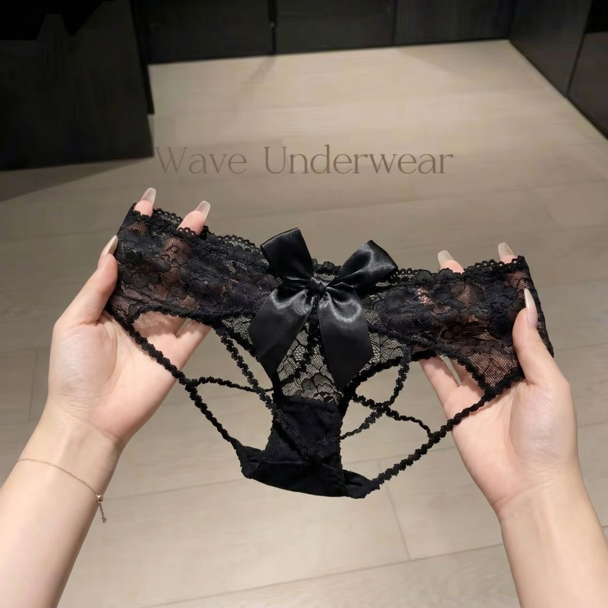Wholesale Bow-Detail Cutout Lace Bikini Panty